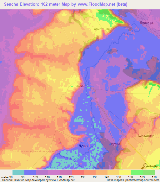 Sencha,Ukraine Elevation Map