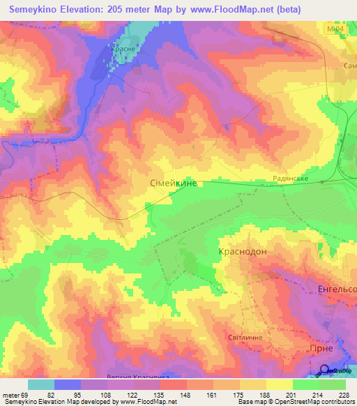 Semeykino,Ukraine Elevation Map