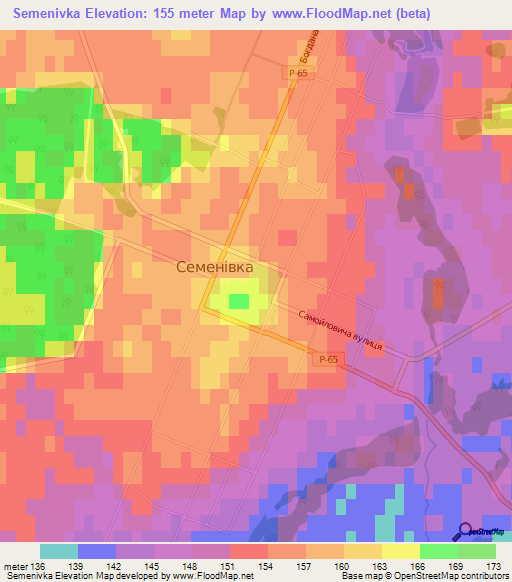 Semenivka,Ukraine Elevation Map