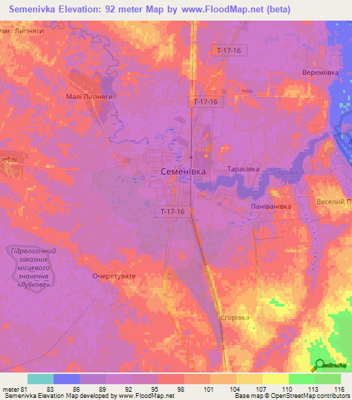 Semenivka,Ukraine Elevation Map