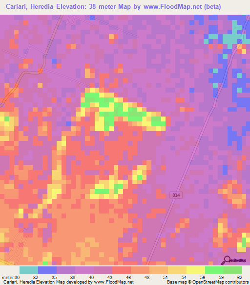 Cariari, Heredia,Costa Rica Elevation Map
