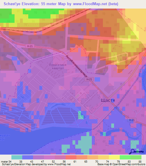 Schast'ye,Ukraine Elevation Map