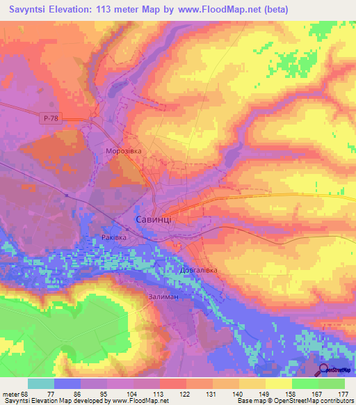 Savyntsi,Ukraine Elevation Map