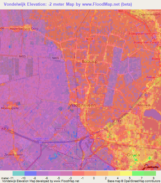 Vondelwijk,Netherlands Elevation Map