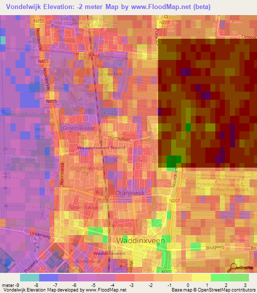 Vondelwijk,Netherlands Elevation Map