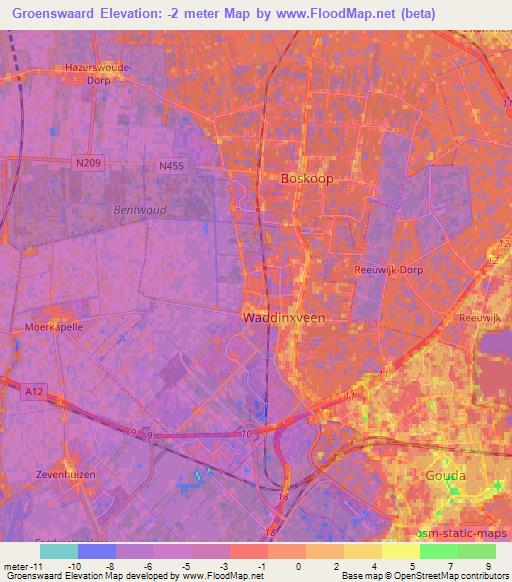 Groenswaard,Netherlands Elevation Map