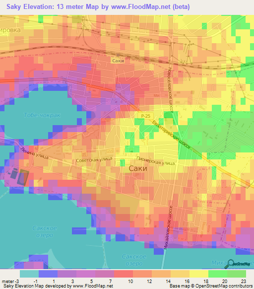 Saky,Ukraine Elevation Map