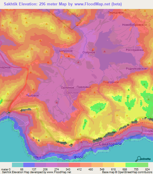 Sakhtik,Ukraine Elevation Map