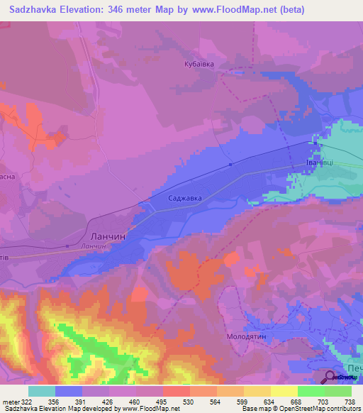 Sadzhavka,Ukraine Elevation Map