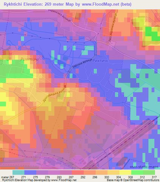 Rykhtichi,Ukraine Elevation Map