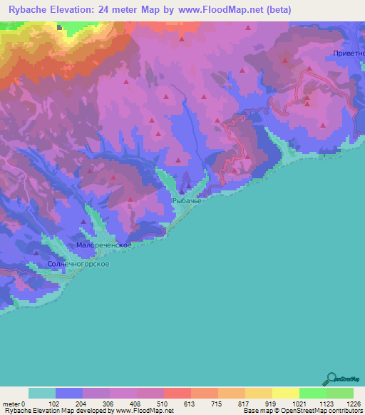 Rybache,Ukraine Elevation Map