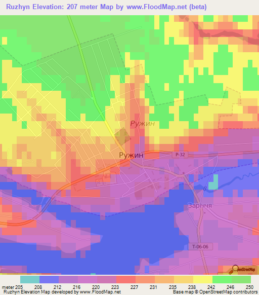 Ruzhyn,Ukraine Elevation Map