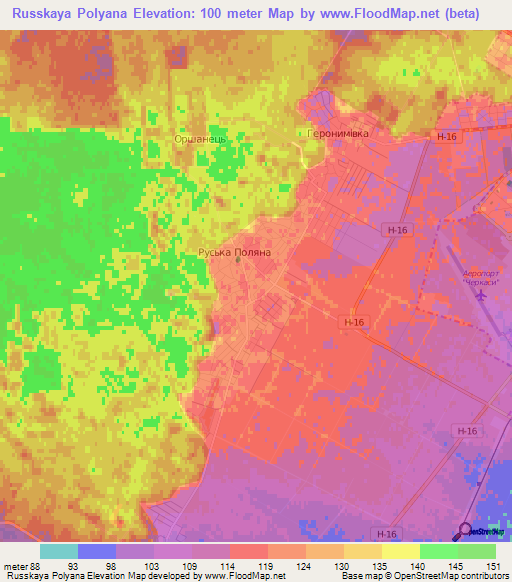Russkaya Polyana,Ukraine Elevation Map