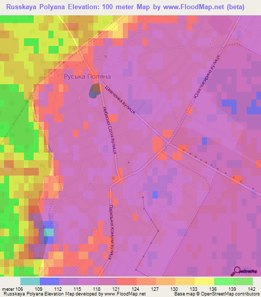 Russkaya Polyana,Ukraine Elevation Map