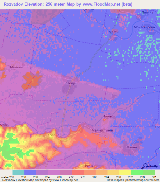 Rozvadov,Ukraine Elevation Map