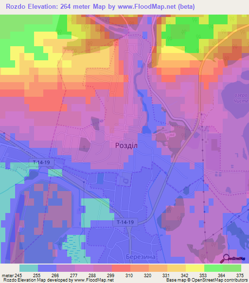 Rozdo,Ukraine Elevation Map