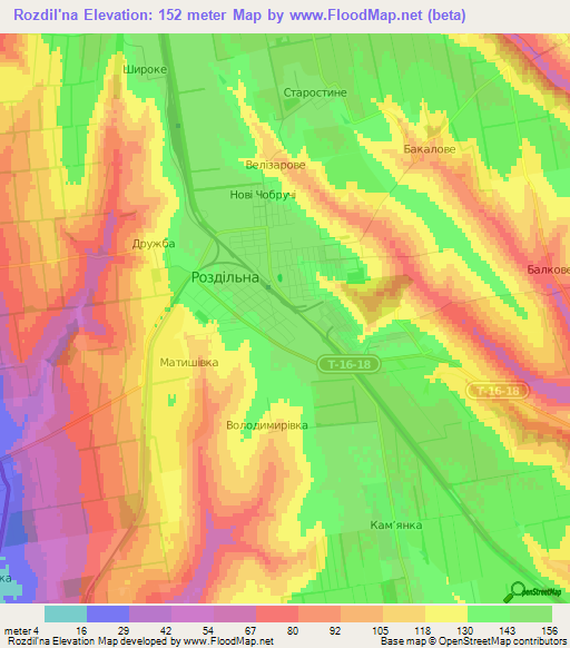 Rozdil'na,Ukraine Elevation Map
