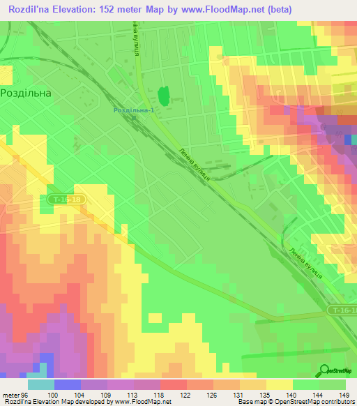 Rozdil'na,Ukraine Elevation Map