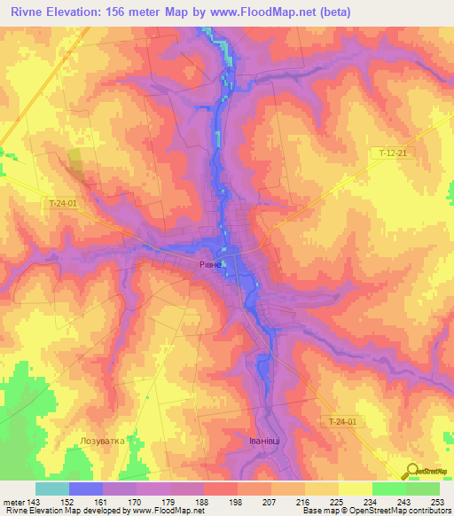 Rivne,Ukraine Elevation Map