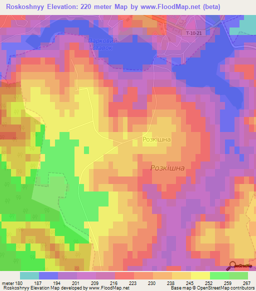 Roskoshnyy,Ukraine Elevation Map