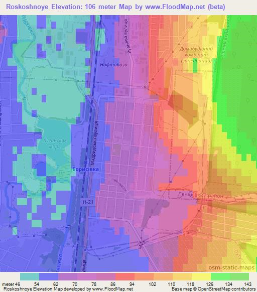 Roskoshnoye,Ukraine Elevation Map