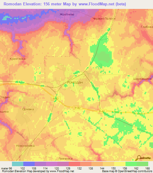 Romodan,Ukraine Elevation Map