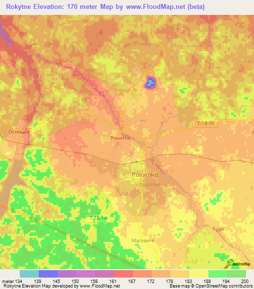 Rokytne,Ukraine Elevation Map