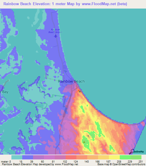 Rainbow Beach,Australia Elevation Map