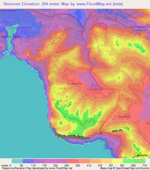 Rezervne,Ukraine Elevation Map