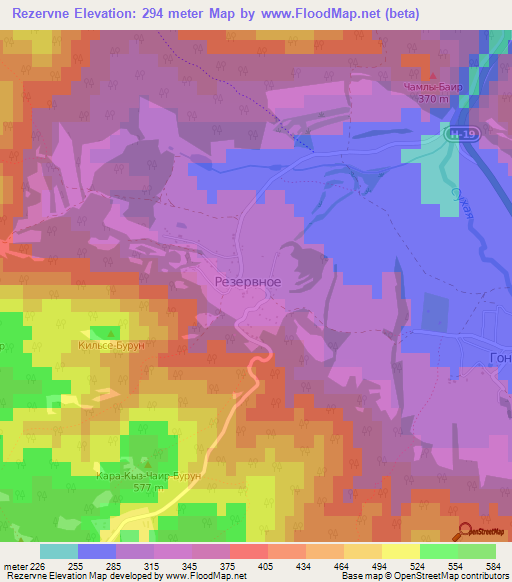 Rezervne,Ukraine Elevation Map