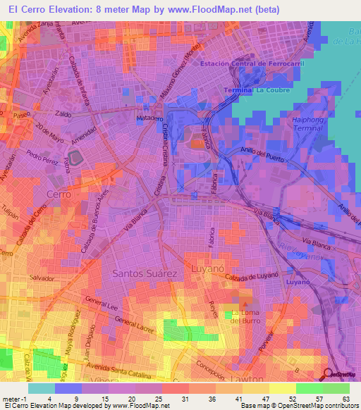 El Cerro,Cuba Elevation Map