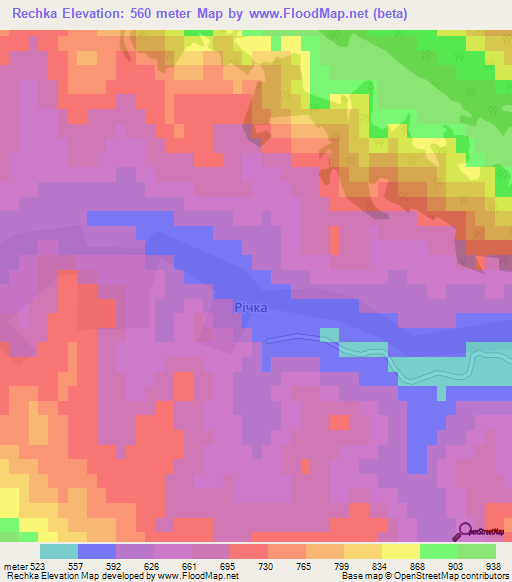 Rechka,Ukraine Elevation Map