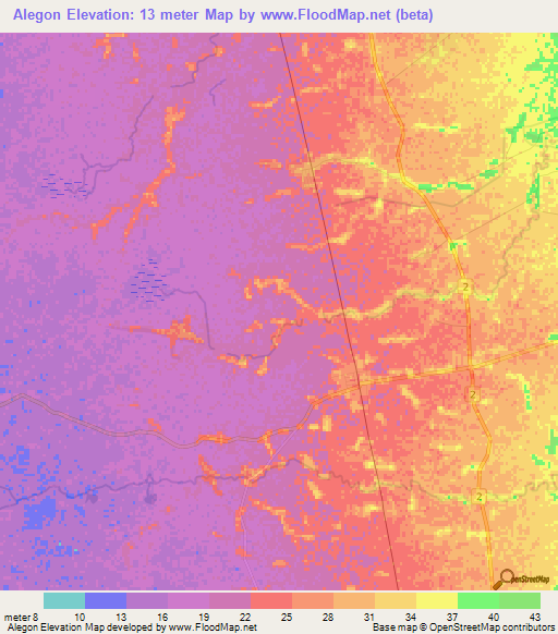 Alegon,Myanmar Elevation Map