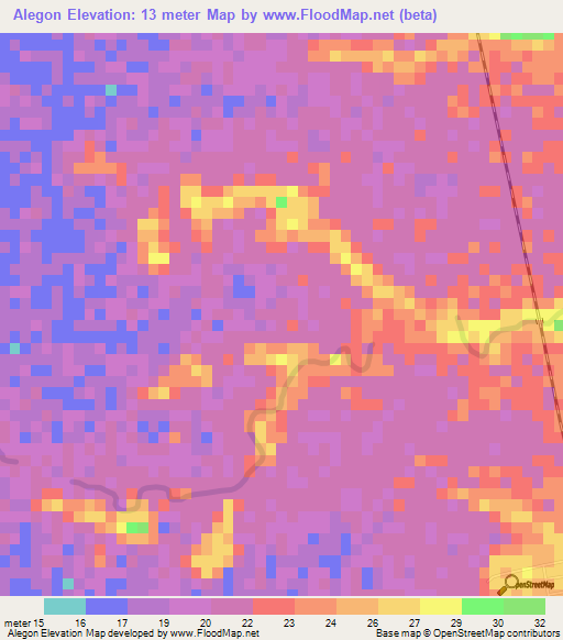 Alegon,Myanmar Elevation Map