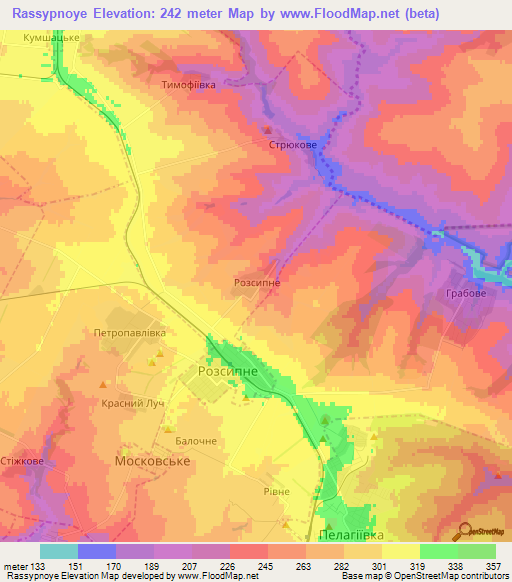Rassypnoye,Ukraine Elevation Map