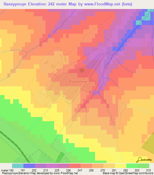 Rassypnoye,Ukraine Elevation Map