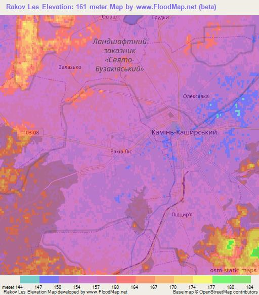 Rakov Les,Ukraine Elevation Map