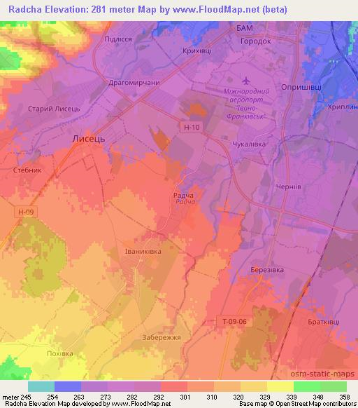 Radcha,Ukraine Elevation Map
