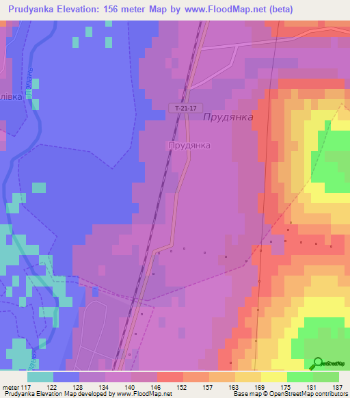 Prudyanka,Ukraine Elevation Map