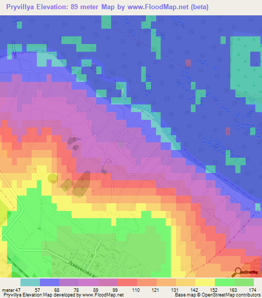 Pryvillya,Ukraine Elevation Map