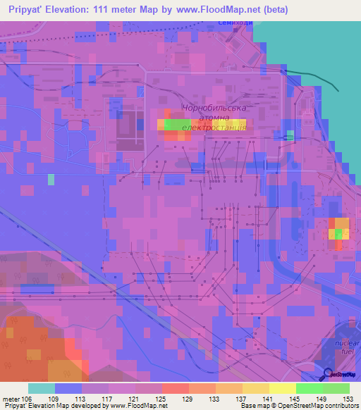 Pripyat',Ukraine Elevation Map