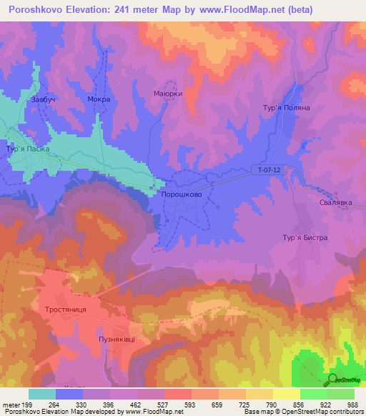 Poroshkovo,Ukraine Elevation Map
