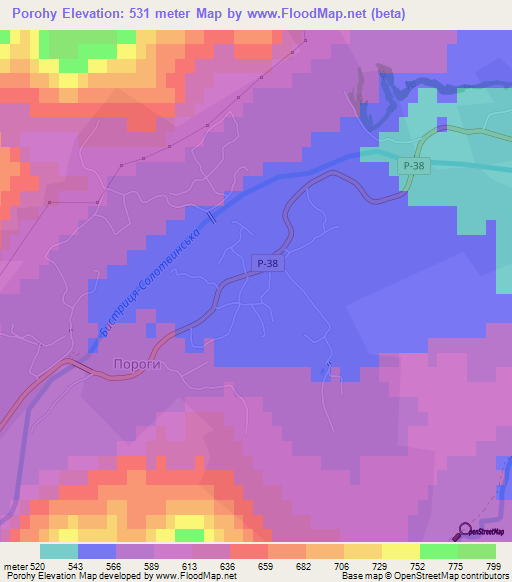 Porohy,Ukraine Elevation Map