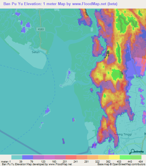 Ban Pu Yu,Thailand Elevation Map