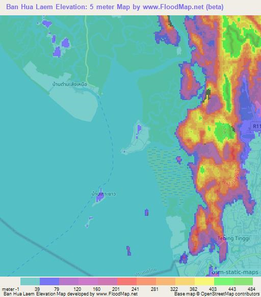 Ban Hua Laem,Thailand Elevation Map