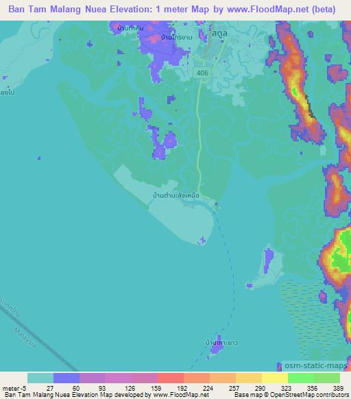 Ban Tam Malang Nuea,Thailand Elevation Map