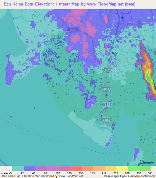 Ban Kalan Batu,Thailand Elevation Map
