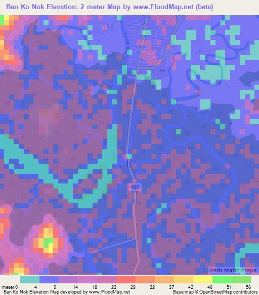 Ban Ko Nok,Thailand Elevation Map