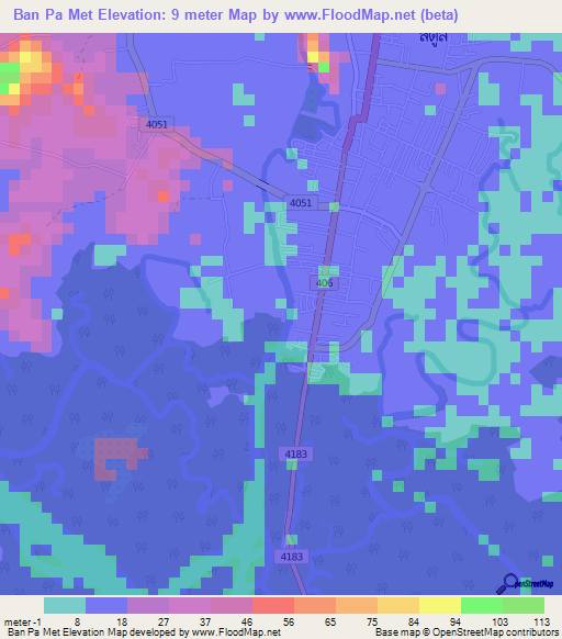 Ban Pa Met,Thailand Elevation Map