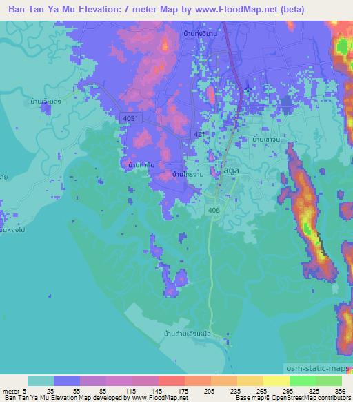 Ban Tan Ya Mu,Thailand Elevation Map